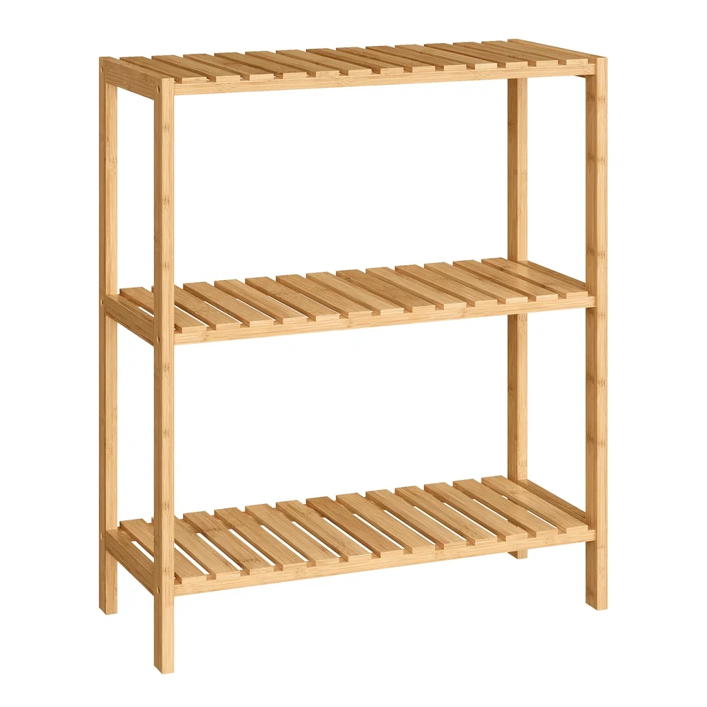 Durable SONGMICS 3-Tier Multifunctional Bamboo Storage Shelf Sophisticated