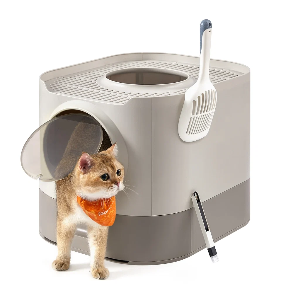 Easy-to-Use Feandrea Cat Litter Box with Lid Relaxed