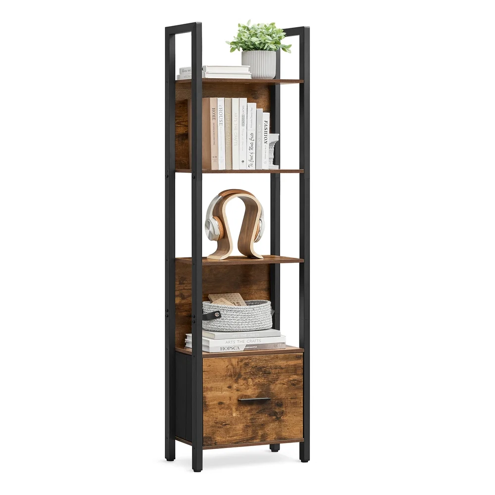 Unique VASAGLE 5-Tier Book Shelf with Drawer Durable