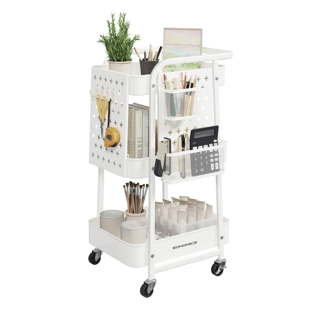Advanced SONGMICS 3-Tier Storage Cart with Pegboards Original