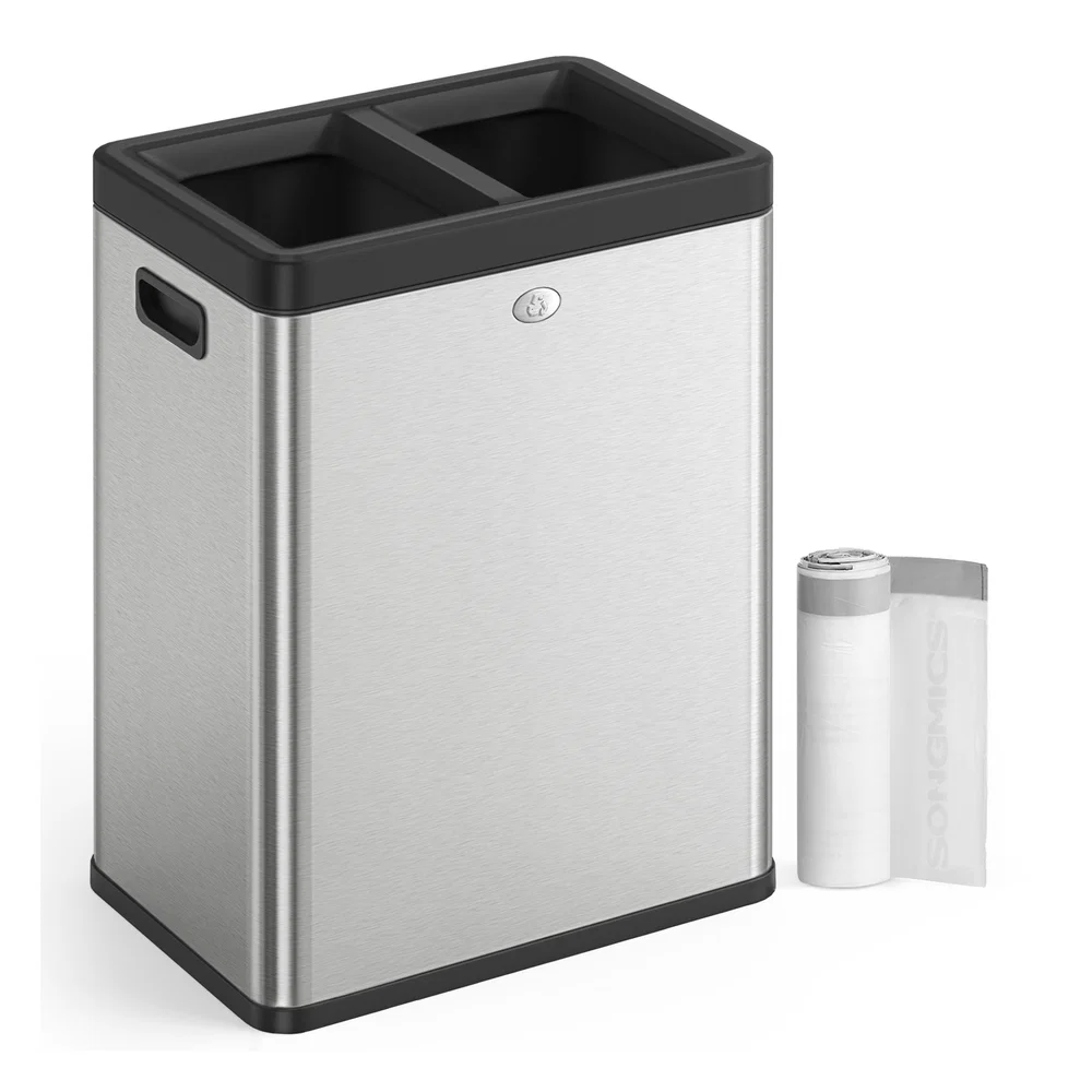 Certified SONGMICS 2 x 6.6 Gallon Open Top Trash Can Powerful