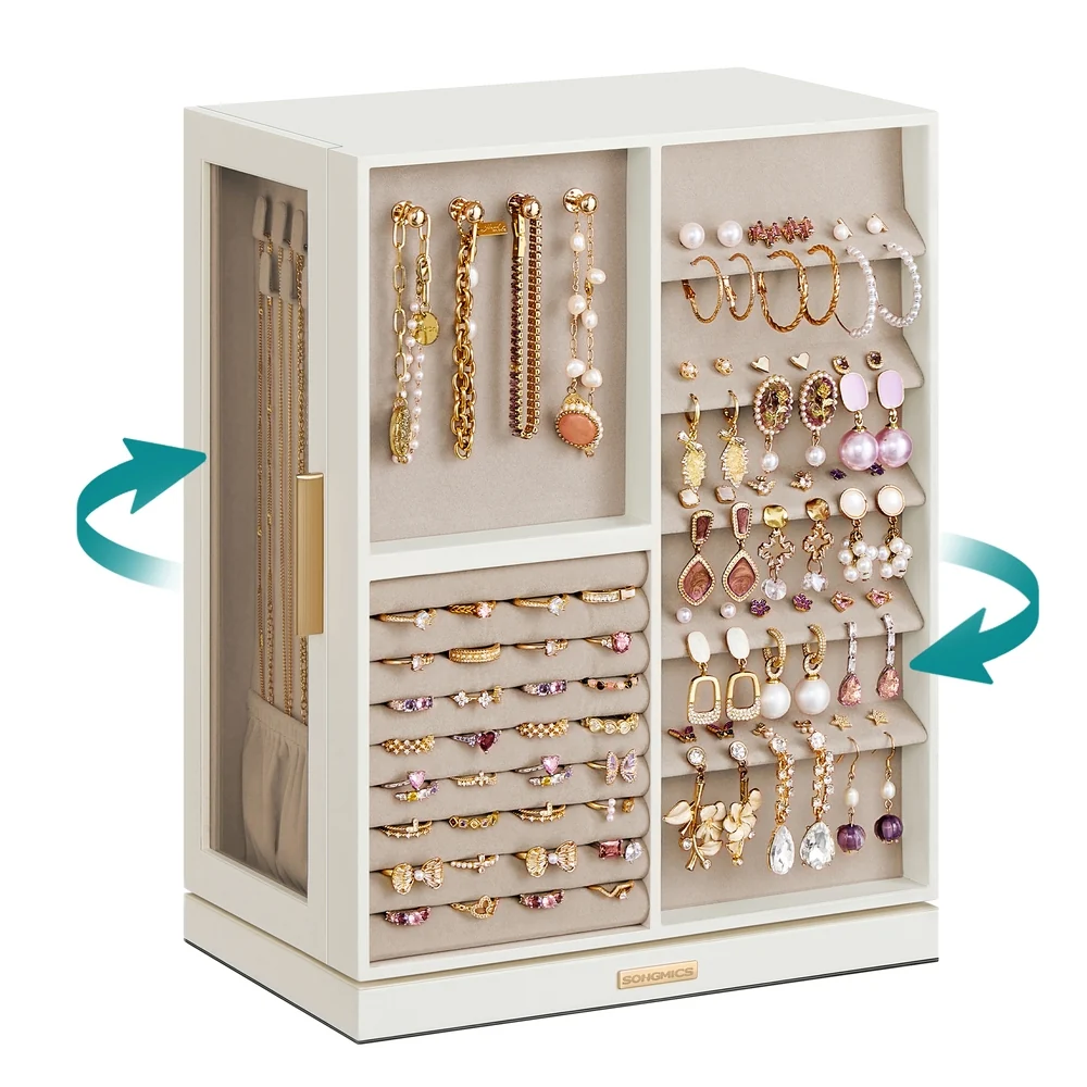 Long-Lasting SONGMICS Jewelry Box 360° Rotating Effective
