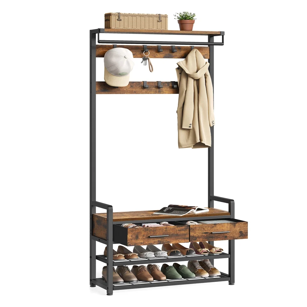 Elite VASAGLE Hall Tree with Bench and Shoe Storage Clean