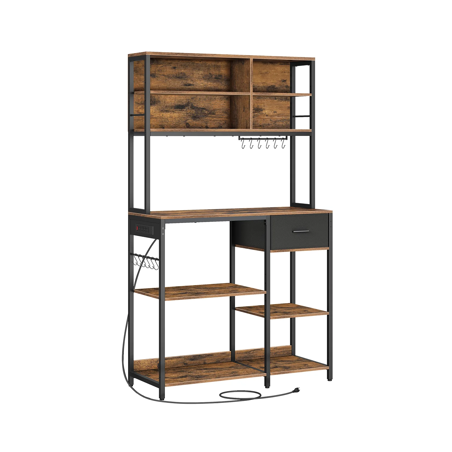 Traditional VASAGLE Bakers Rack with 12 Hooks Eco-Friendly