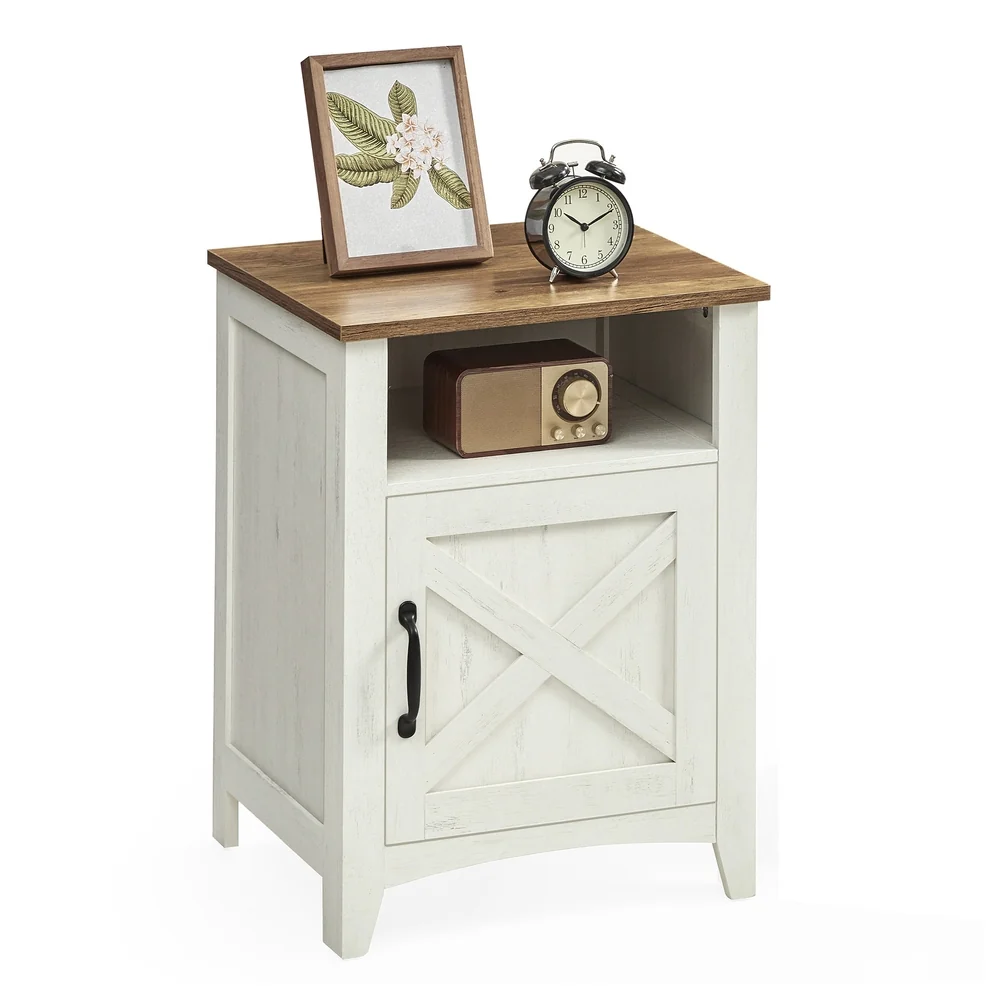 Quality VASAGLE Liry Collection - Farmhouse Nightstand with Barn Door Modern