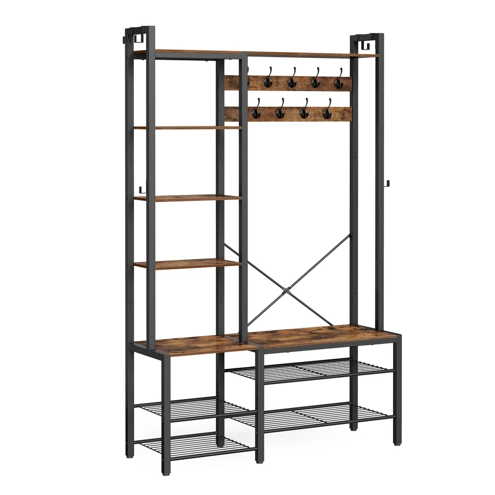 Easy-to-Use VASAGLE Hall Tree with Bench Hooks and Shelves Sustainable