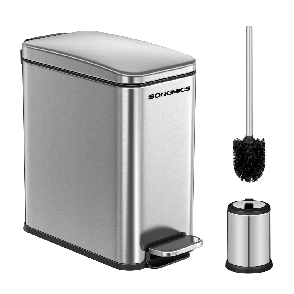 Efficient SONGMICS 1.3-Gallon Slim Stainless Steel Trash Bin Elite