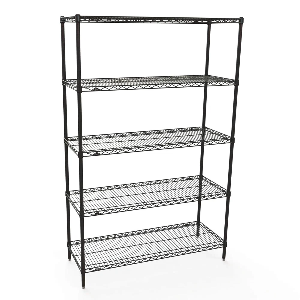 Durable 24 quot d x 60 quot w Metro Super Erecta 5-Shelf Wire Kits - Black Fine