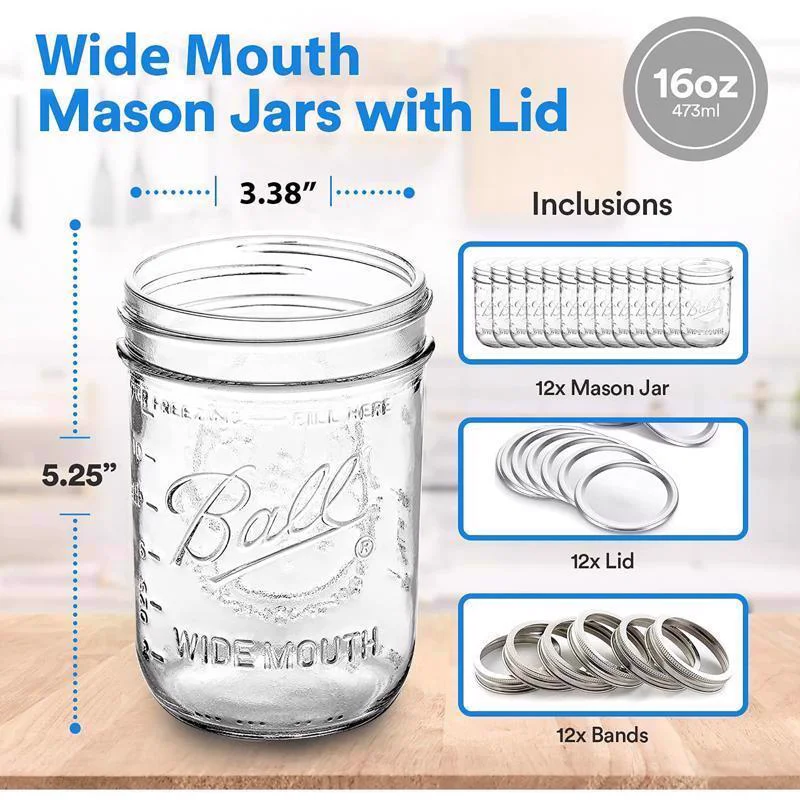 High-Quality MASON JAR WIDE MOUTH 16oz Next-Generation