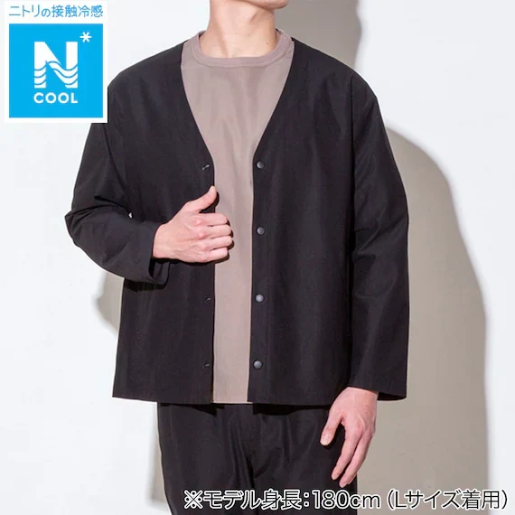 Refined MENS COOL CUT GEORGETTE CARDIGAN NE BK M Elite