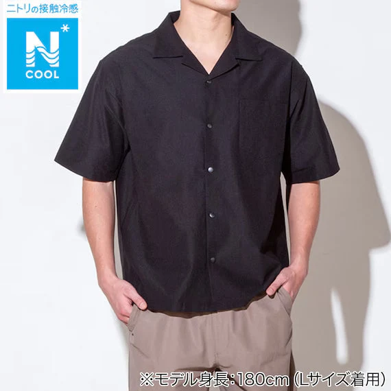 Smooth MENS COOL CUT GEORGETTE SHORT SLEEVESHIRT NE BK L Advanced