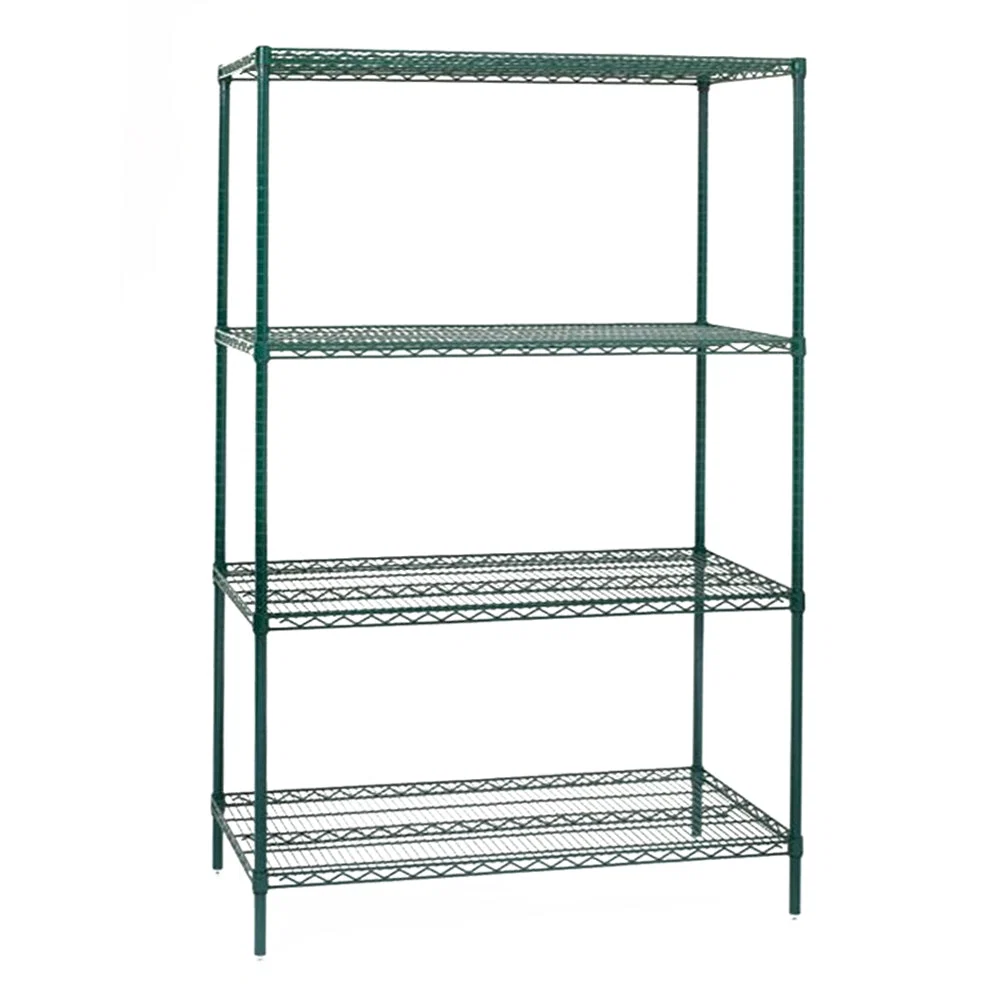 Smart 18 quot d Green Epoxy Wire Shelving with 4 Shelves Specialty