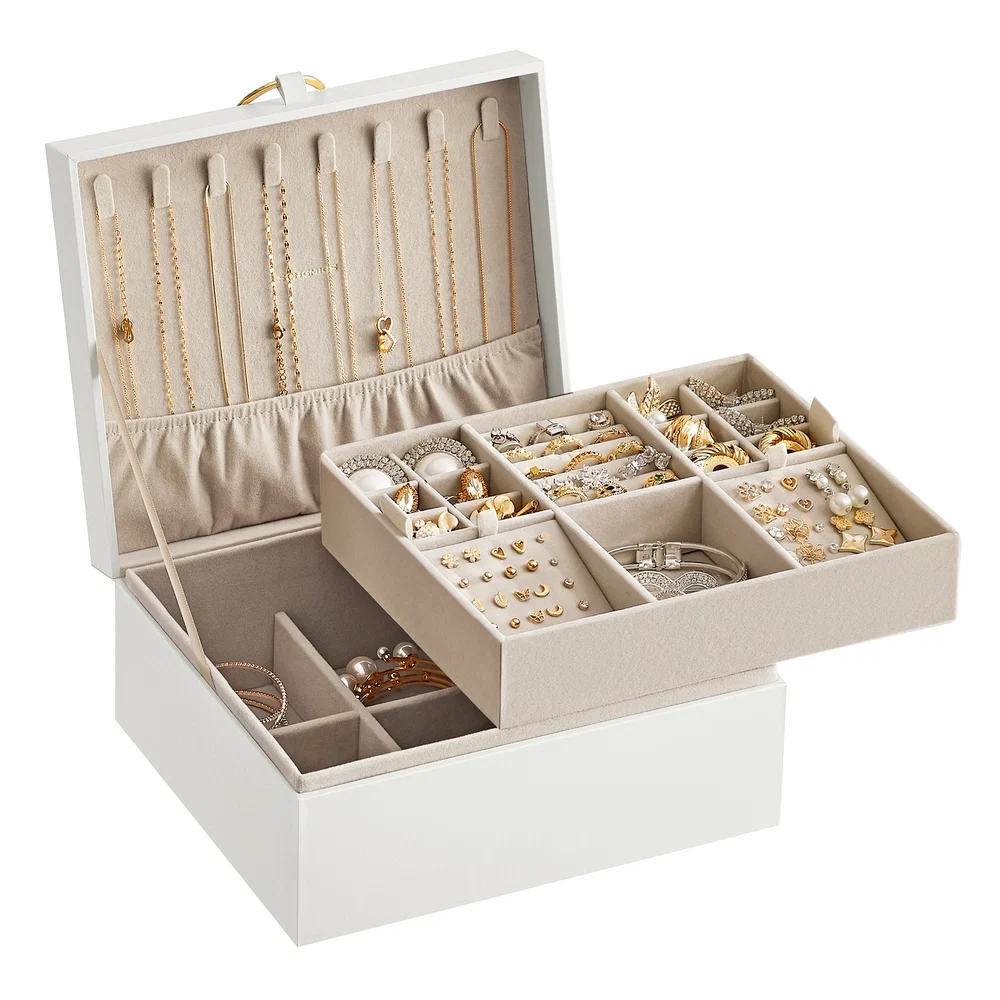 Fast SONGMICS 2-Layer Jewelry Box with Handle Carefully Designed