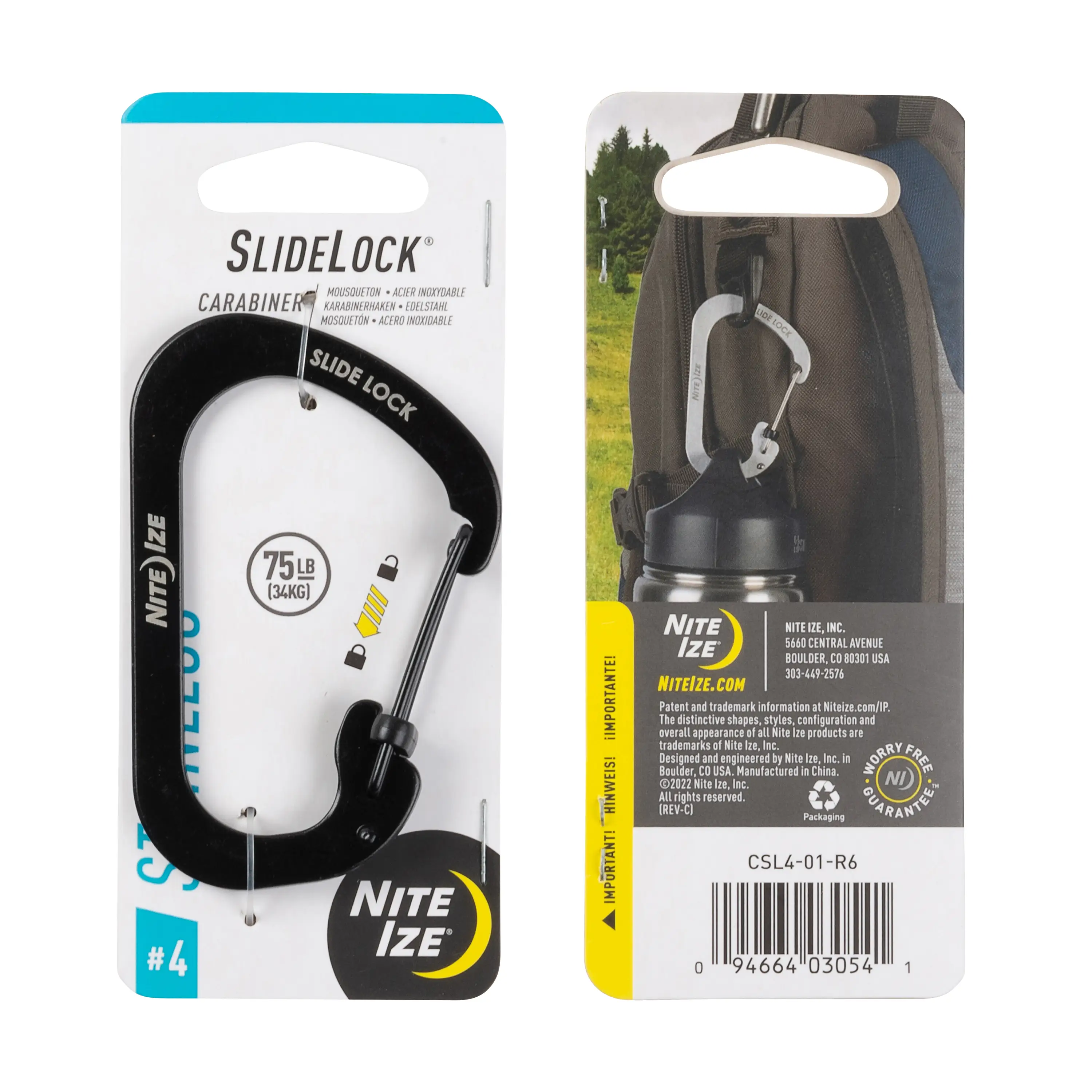 Lightweight SLIDELOCK CARABINER 4 BLACK First-Class
