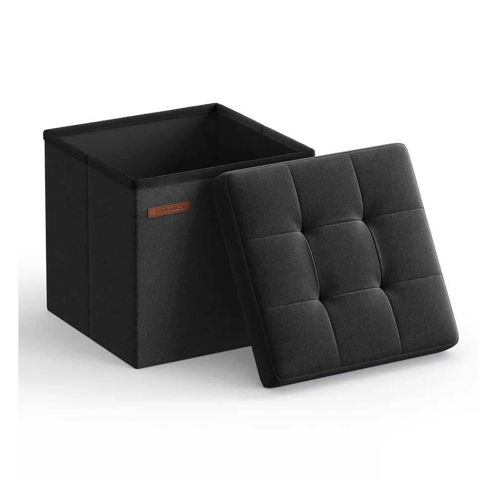 Unique SONGMICS Foldable Small Ottoman Foot Rest with Storage High-Quality