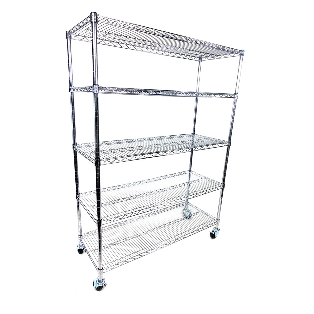 Environmentally Friendly 18 quot d x 60 quot w - 5-Shelf Chrome Wire Carts w 3 quot Casters Organic