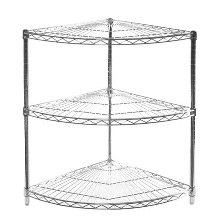 Detailed 24 quot d Chrome Wire Radius Corner Unit w 3 Shelves First-Class