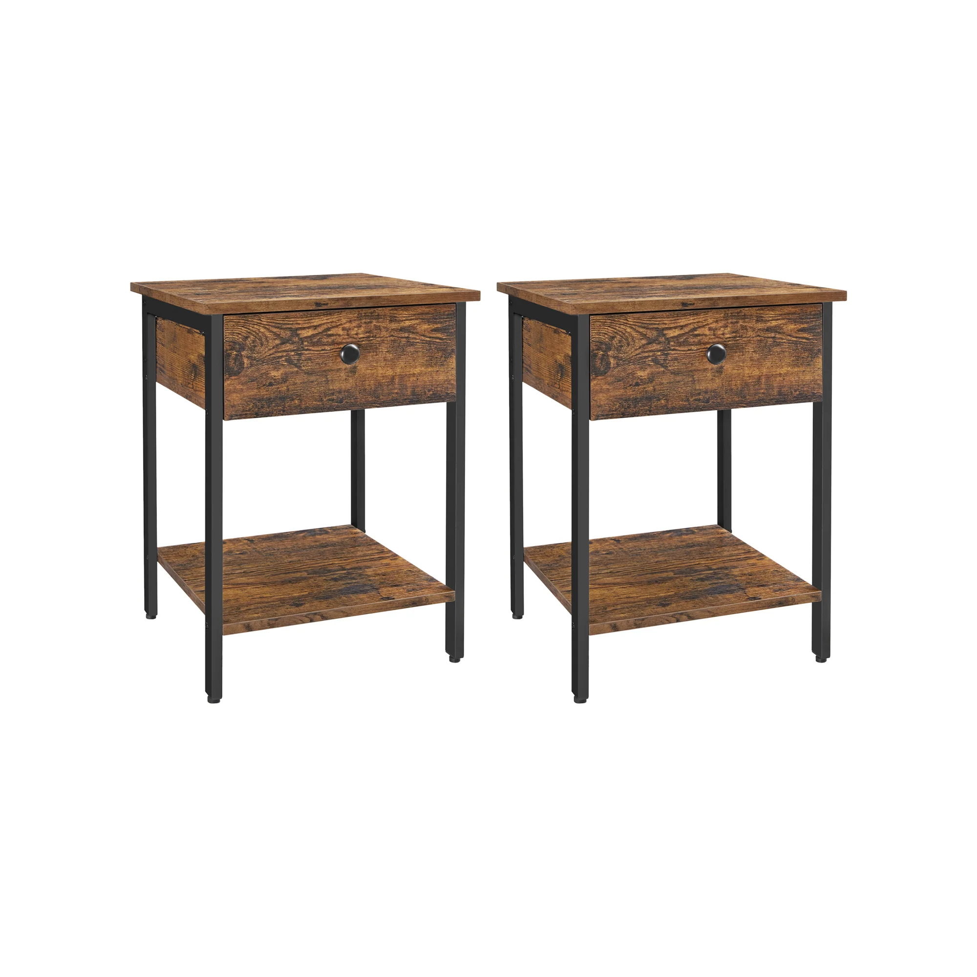 Lightweight VASAGLE Set of 2 Industrial Nightstands with Drawer Elite