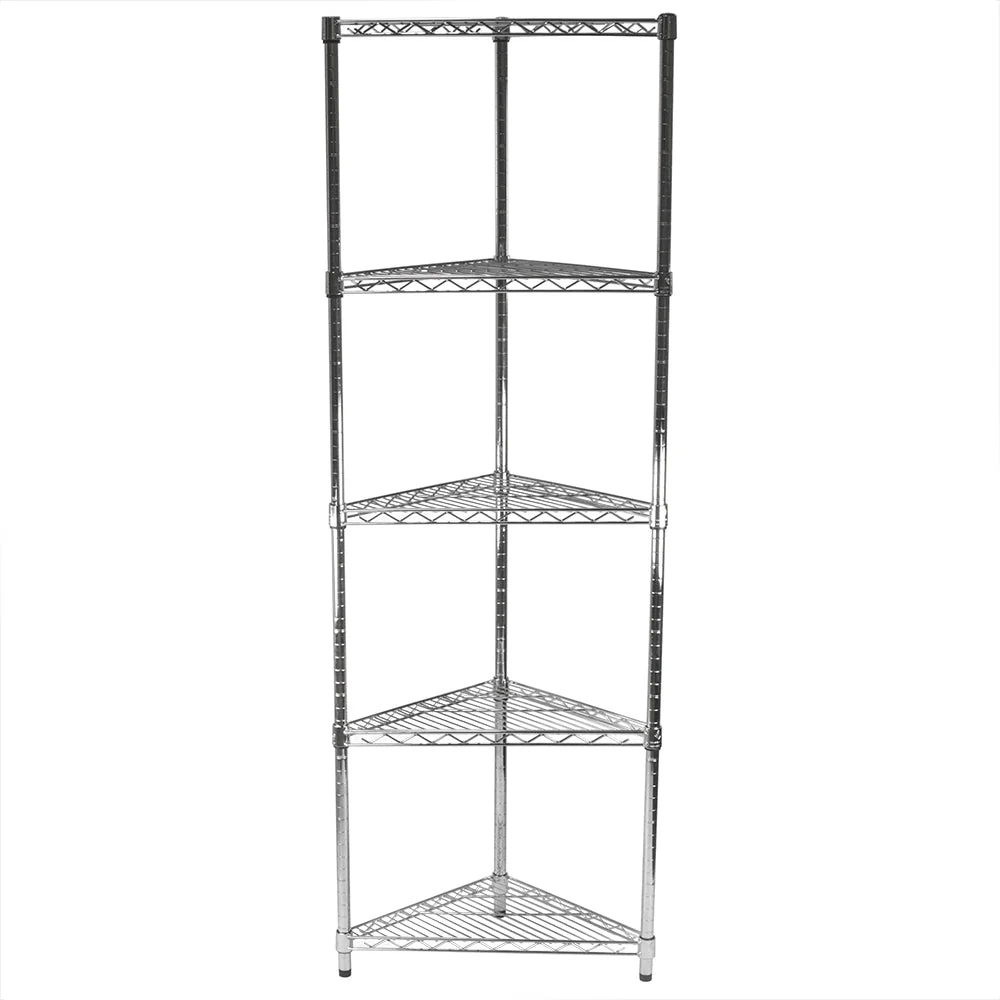 Soft 18 quot d Chrome Wire Triangle Corner Unit w 5 Shelves Official