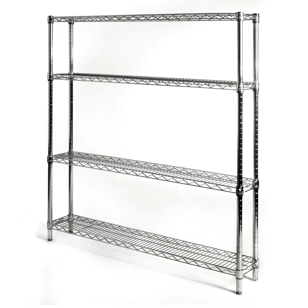 Breathable 10 quot d x 48 quot w Chrome Wire Shelving w 4 Shelves Enhanced