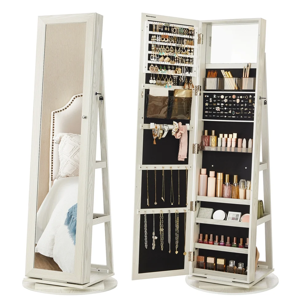 Responsible SONGMICS Lockable Jewelry Organizer with Full-Length Mirror Refined