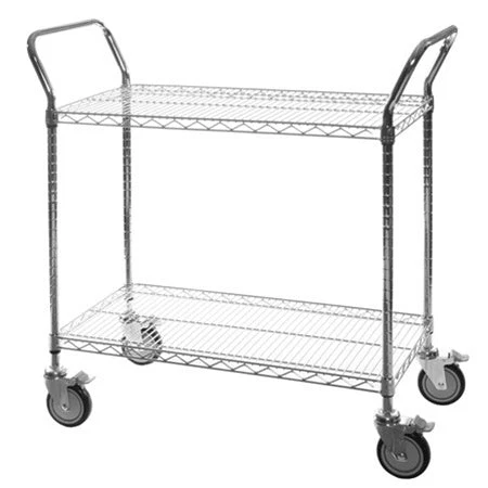Powerful 18 quot d 2-Shelf Chrome Wire Utility Carts Elegant