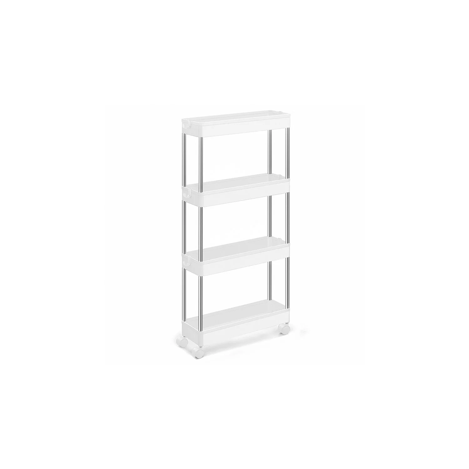 Advanced SONGMICS White 4-Tier Slim Storage Cart with Hooks Traditional
