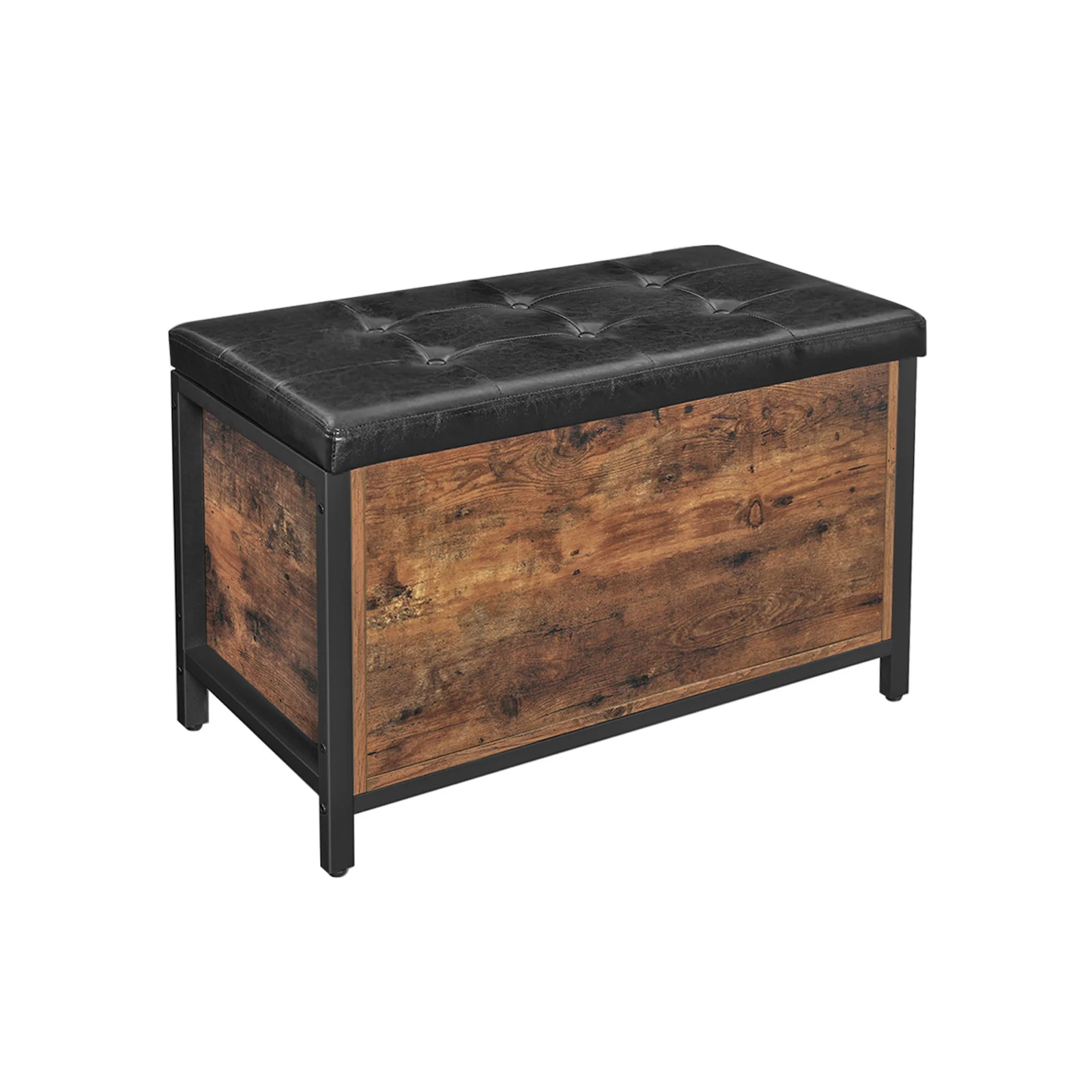 Fashionable VASAGLE Industrial Rustic Brown Storage Ottoman with Flip Lid Eco-Friendly