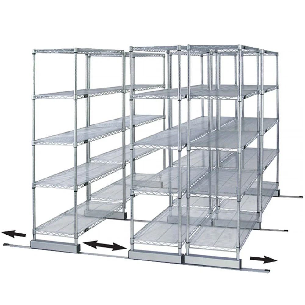 Trusted 18 quot d x 24 quot w High-Density Mobile Wire Shelving - Double Wide Contemporary