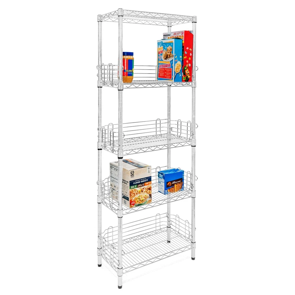 Durable Chrome 5-Tier Storage Tower Classic