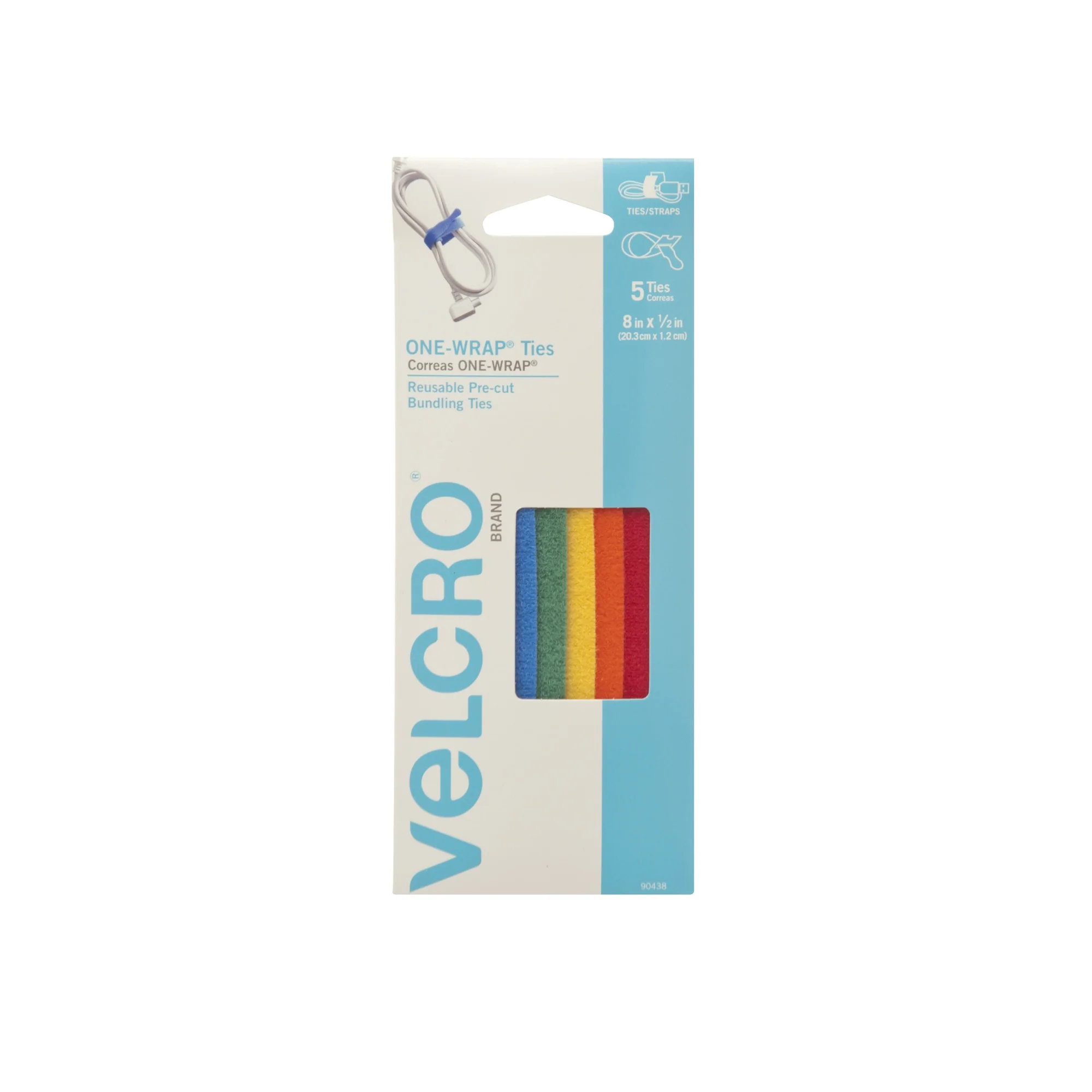 Proven VELCRO ONE WRAP TIES 8 quot - 5PK ASTD Flexible