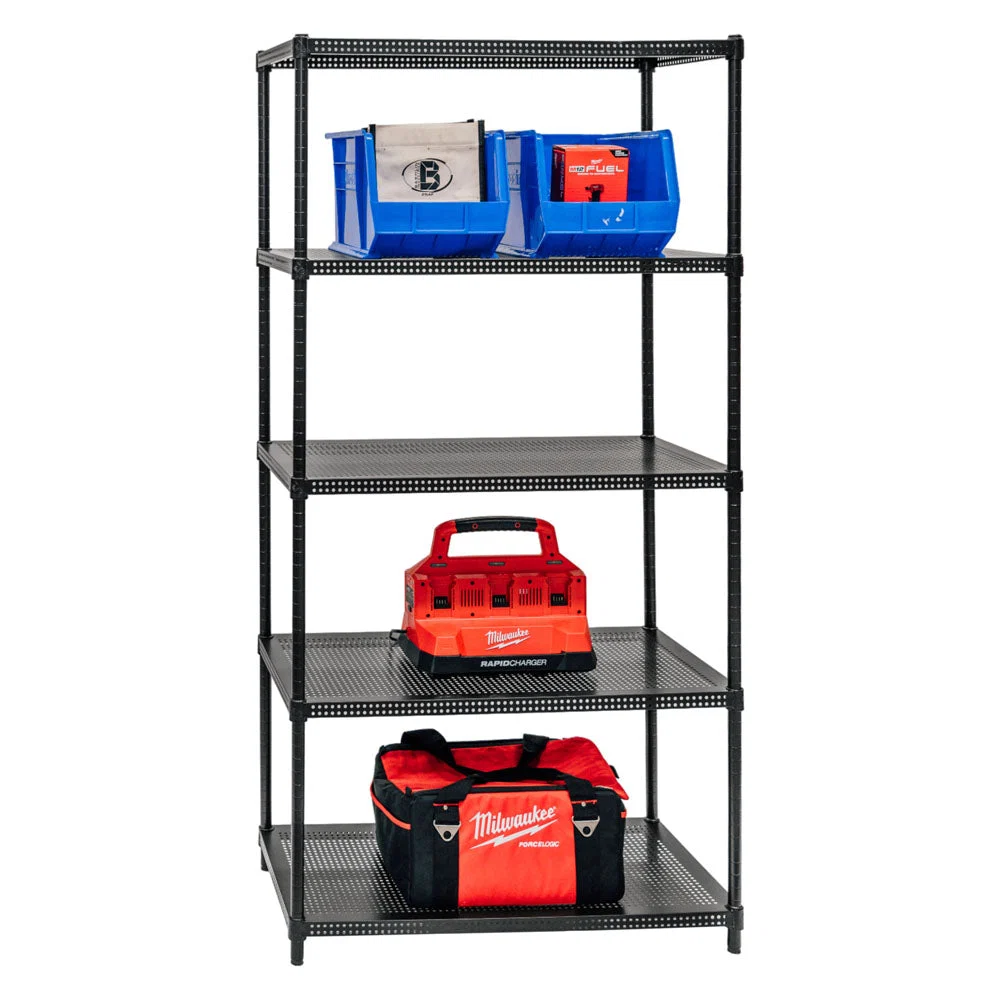 Secure Standard Duty 18 quot d x 36 quot w x 72 quot h 5-Tier Perforated Metal Shelving Crafted