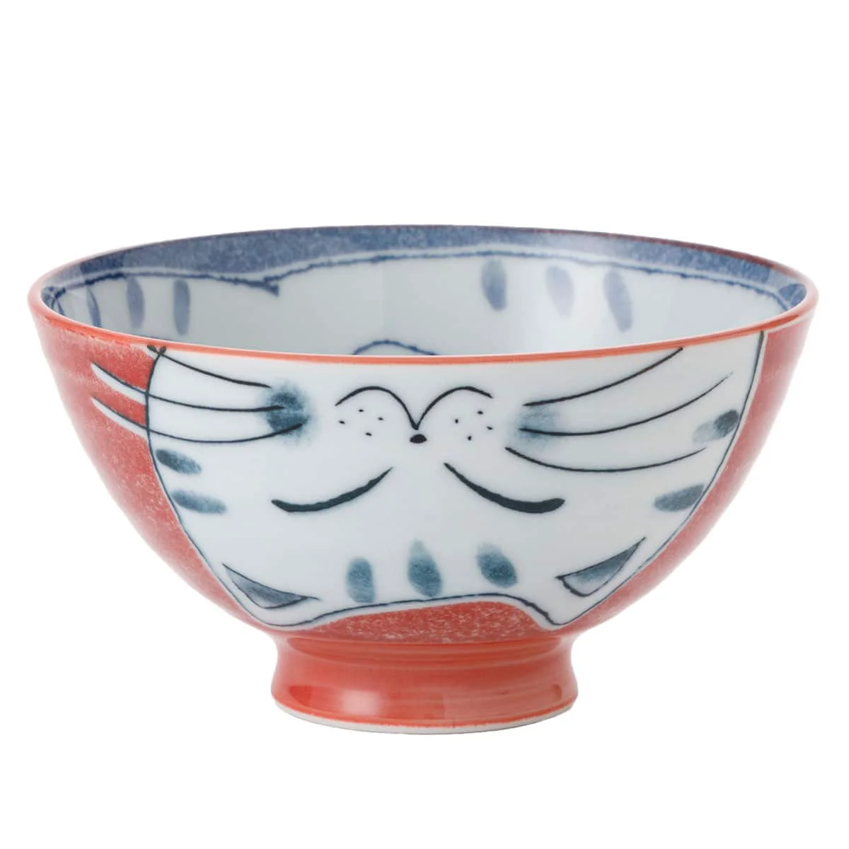 Relaxed Cat Face Rice Bowl Medium cDI22 Red Refined