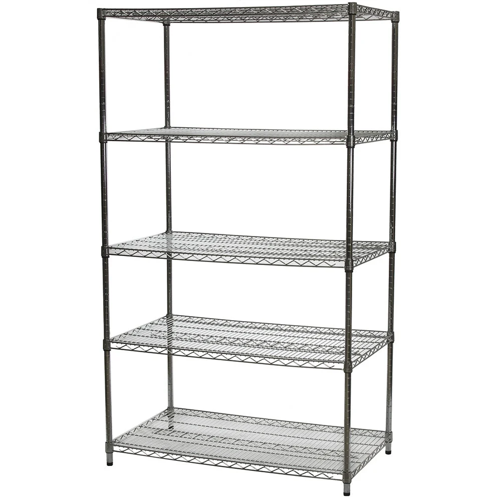Superior 24 quot d x 42 quot w Chrome Wire Shelving w 5 Shelves Solid