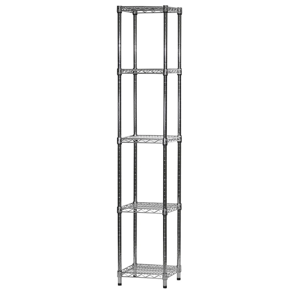 Dependable 14 quot d x 14 quot w Chrome Wire Shelving w 5 Shelves Premium Material