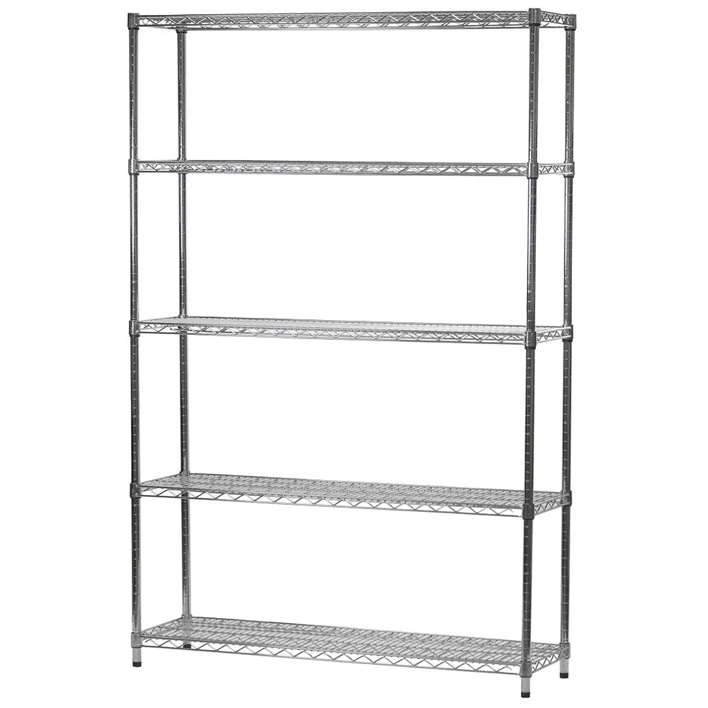 Practical 14 quot d x 48 quot w Chrome Wire Shelving w 5 Shelves Secure