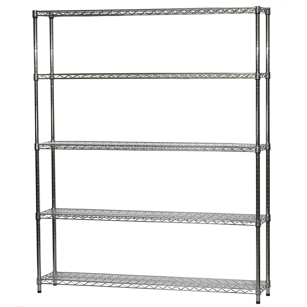 User-Friendly 12 quot d x 60 quot w Chrome Wire Shelving w 5 Shelves Smooth