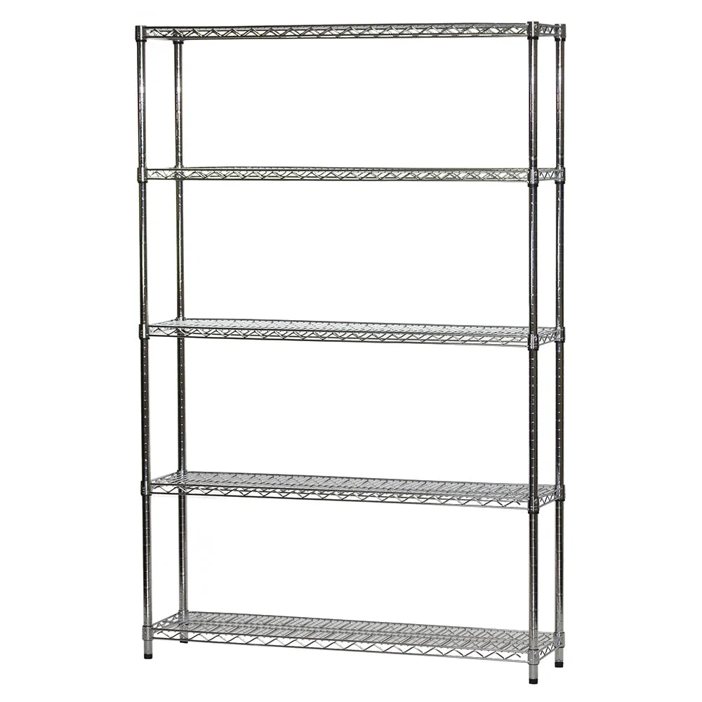 Crafted 12 quot d x 48 quot w Chrome Wire Shelving w 5 Shelves Prestigious