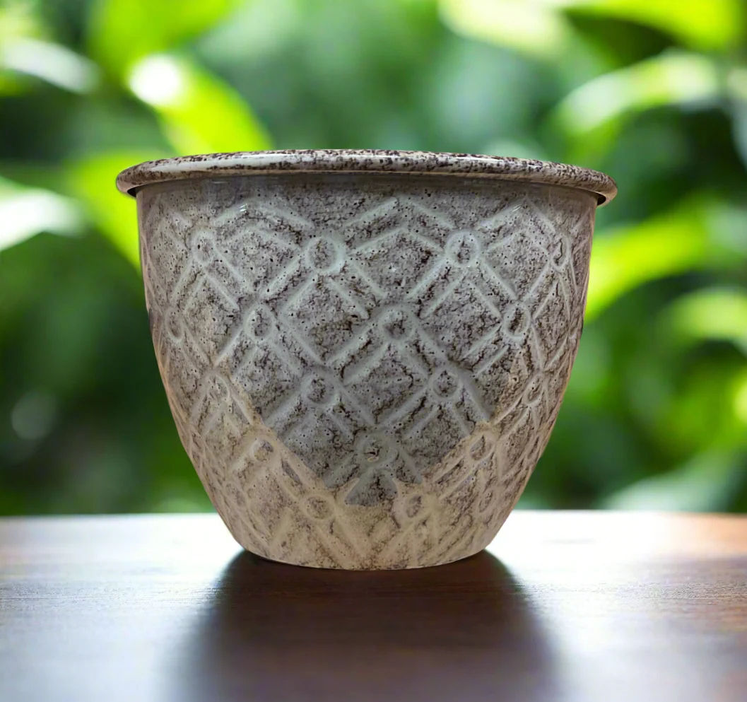 Authentic 5 quot DIAMOND PLANTER GREIGE User-Friendly