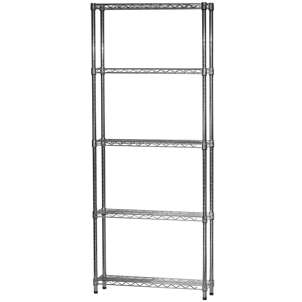 Easy-to-Use 8 quot d x 24 quot w Chrome Wire Shelving w 5 Shelves Fine
