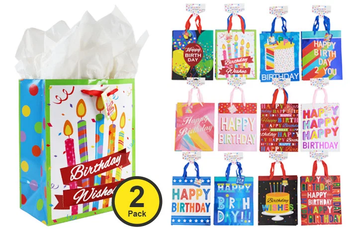 Reliable BIRTHDAY GIFT BAG 2PK 8 quot X10 Premium Material