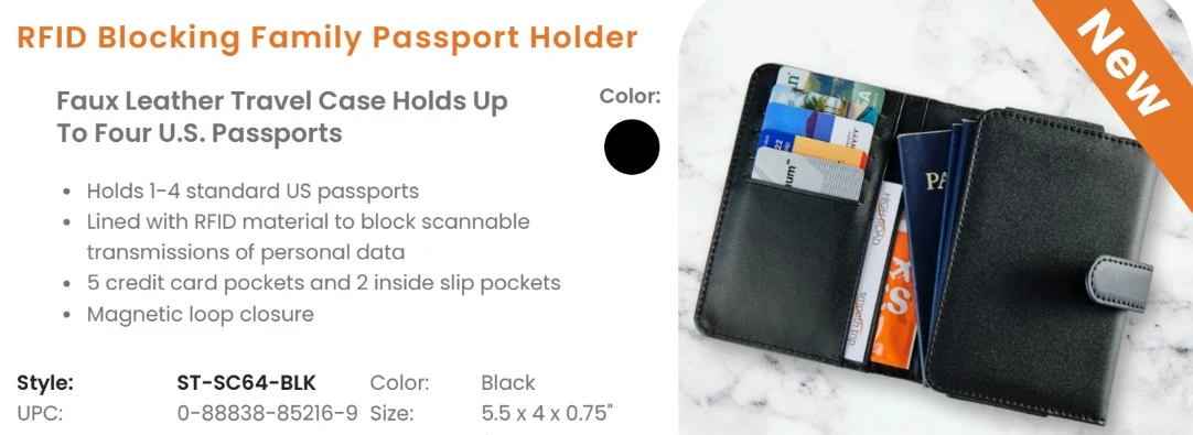 Genuine RFID FAMILY PASSPORT HOLDER Smooth
