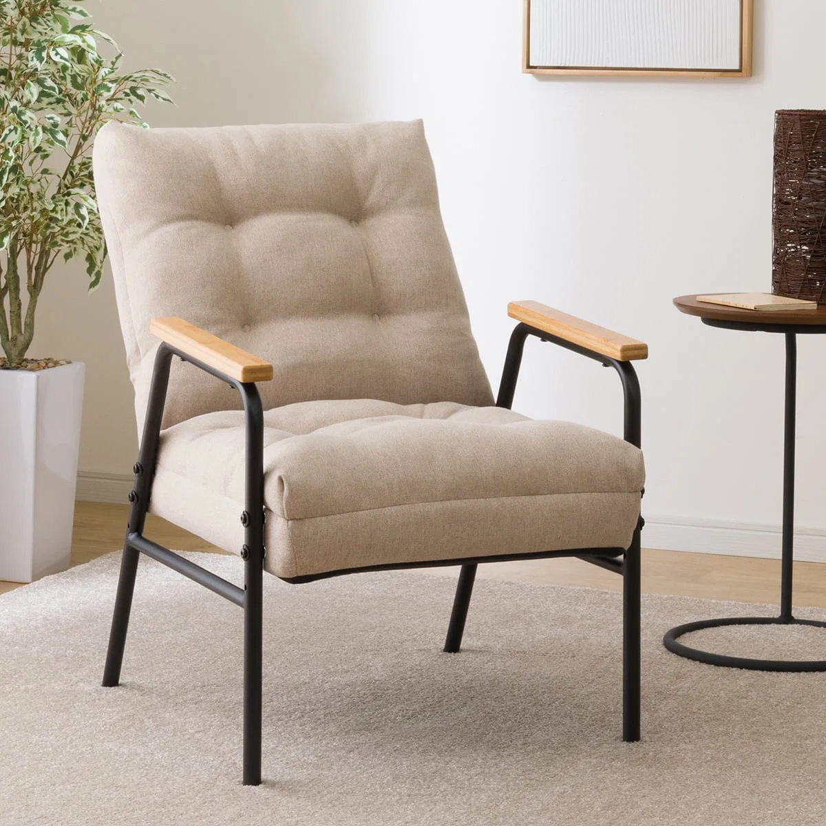 Certified Japanese Floor Chair JC-E02 Low Type Beige Relaxed