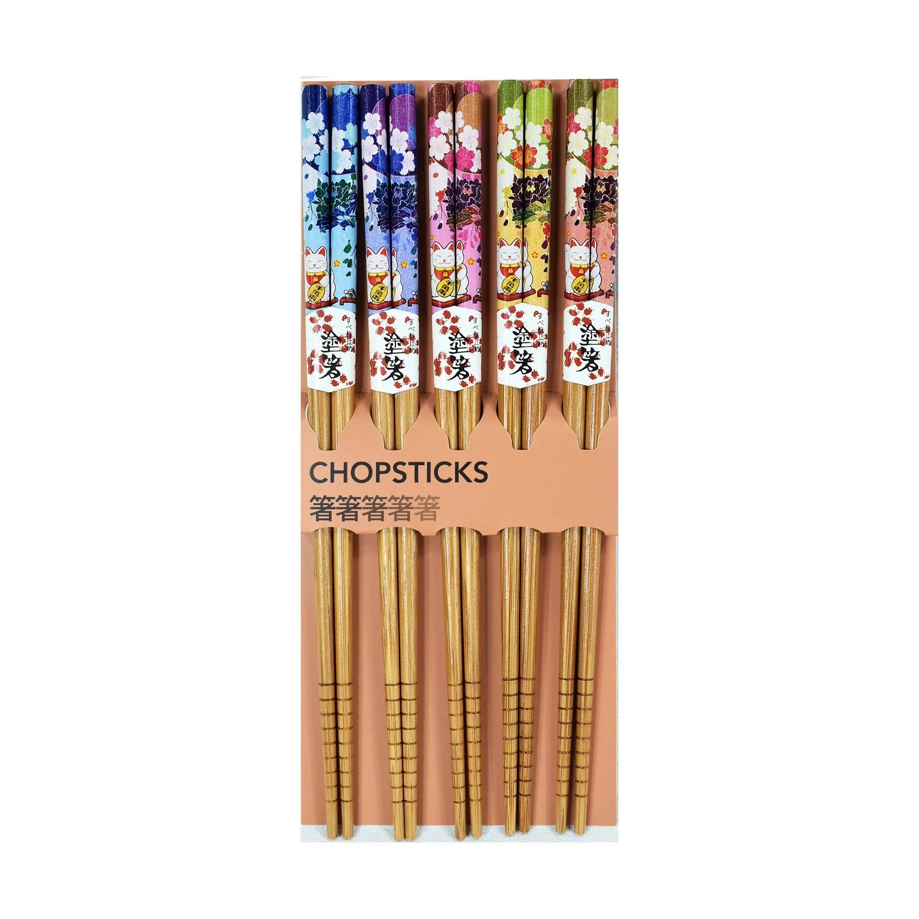 Stylish CHOPSTICKS MANEKI NEKO FLORAL 5PK Authentic