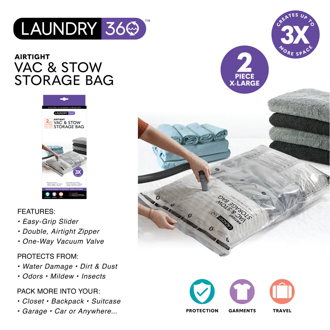 Premium STORAGE VACUUM BAGS LARGE 2CT Practical