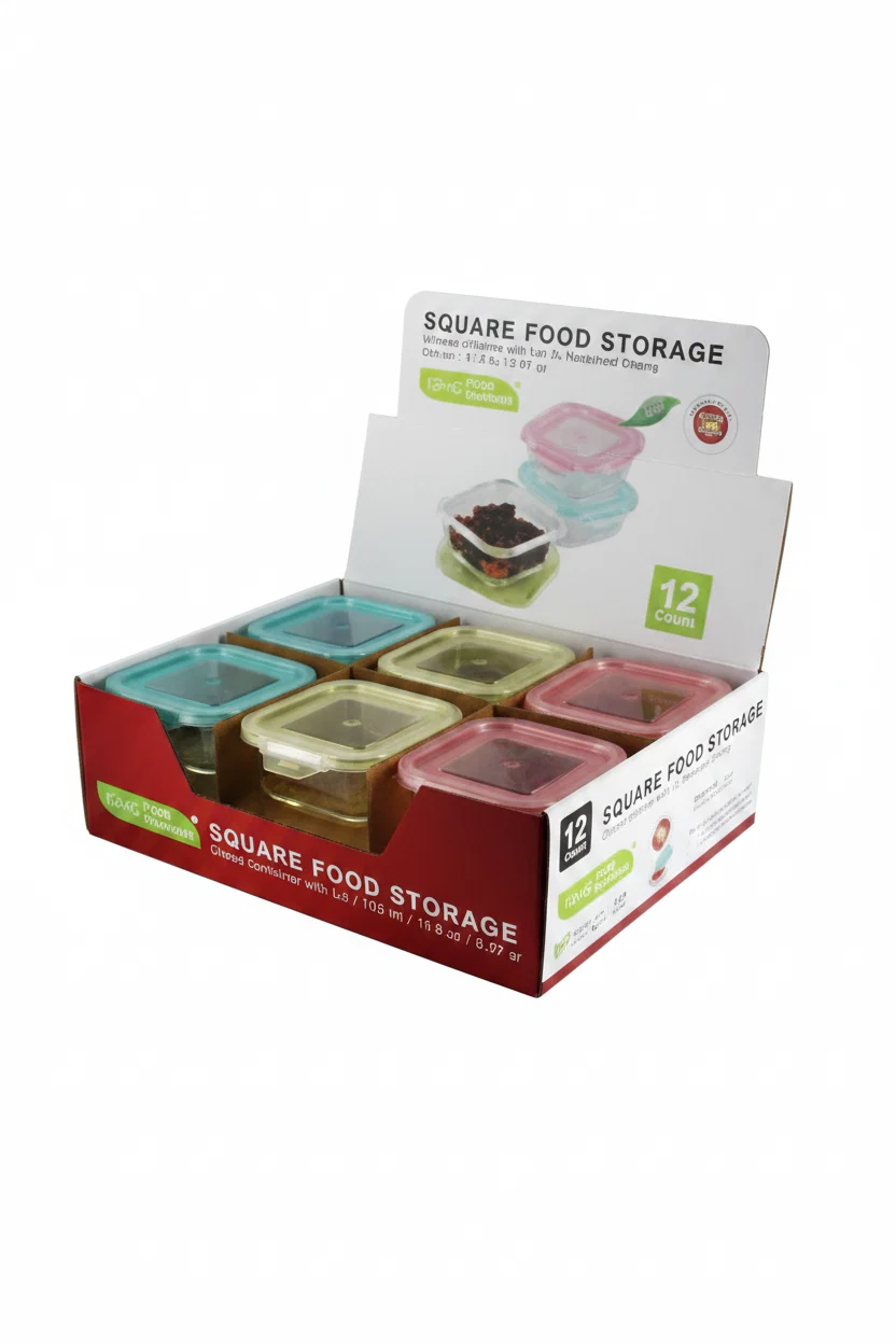 Official STORAGE CONTAINER GLASS SQUARE 11.8 OZ Sustainable