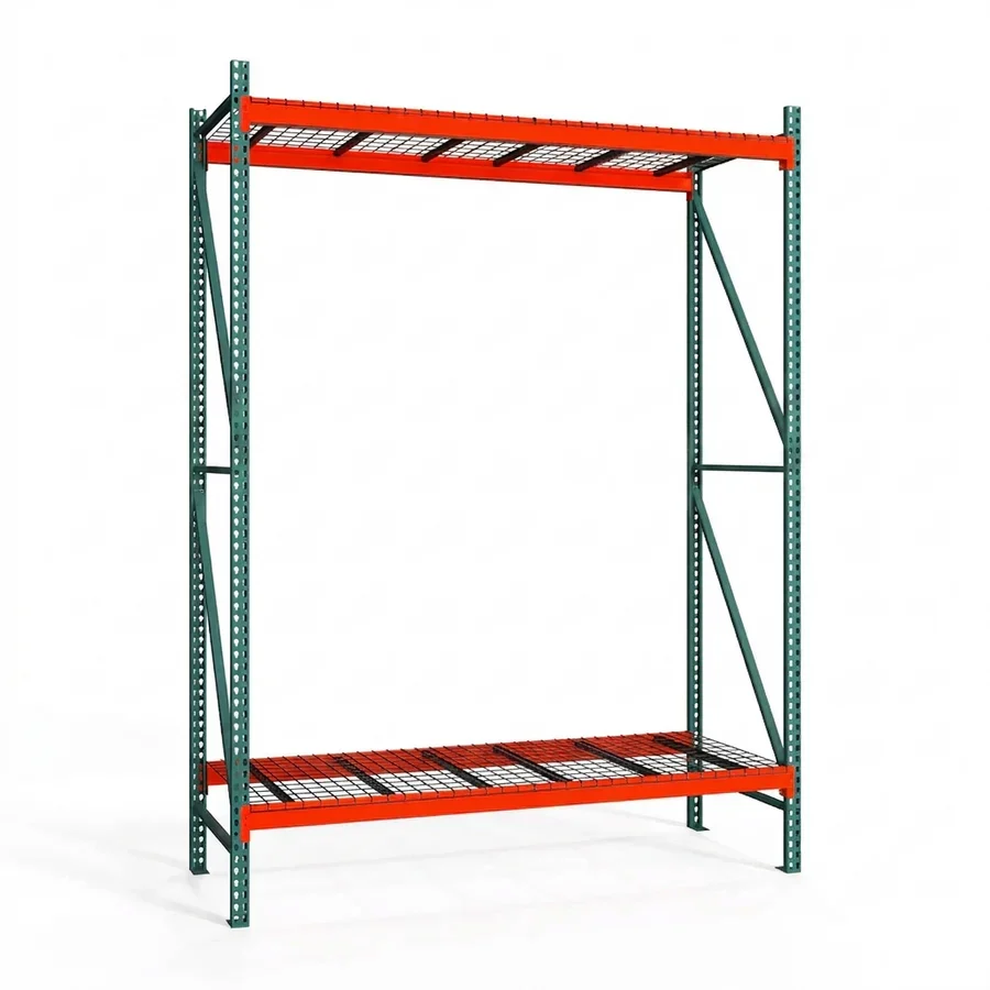 Breathable 2-Tier Teardrop Pallet Rack Starter Units w Wire Decking - Heavy Duty - 42 quot d x 144 quot h Next-Generation