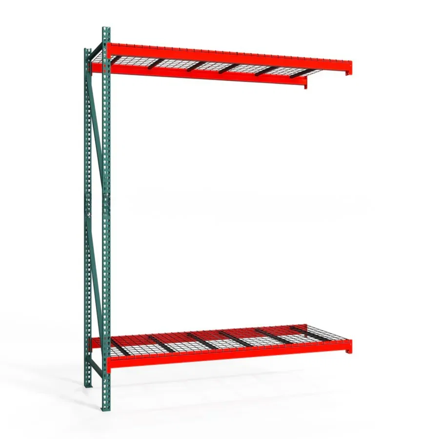 Fine 2-Tier Teardrop Pallet Rack Add-On Units w Wire Decking - Standard Duty - 48 quot d x 144 quot h Sustainable