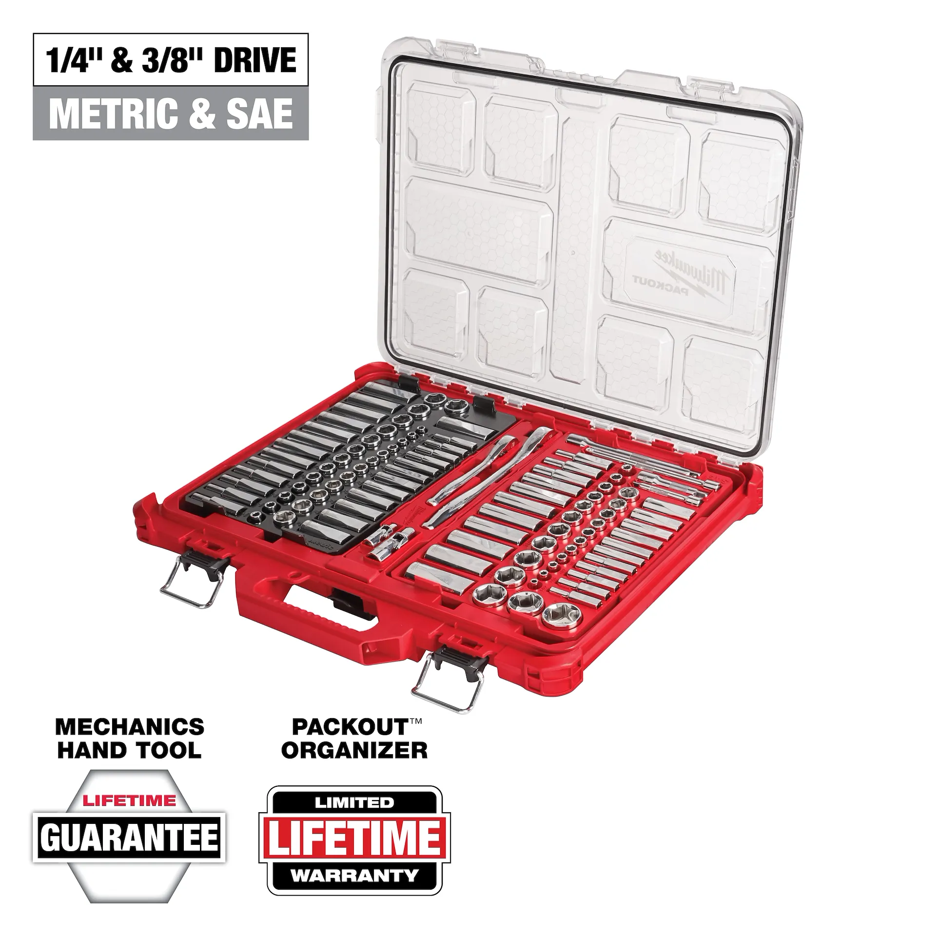 Exceptional Milwaukee 106pc 1 4 quot and 3 8 quot Metric amp SAE Ratchet and Socket Set with PACKOUT™ Low-Profile Organizer 48-22-9486 Functional