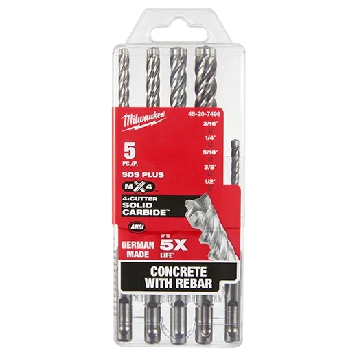 Lightweight Milwaukee 5 PC SDS Plus 4CT MX4™ Set 48-20-7498 Functional